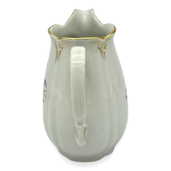 VTG Porcelain Creamer Germany US Zone Double Side Floral Designs Gold Trim 4.5" - Picture 3 of 11